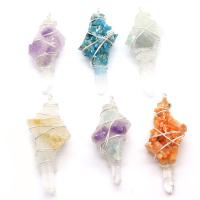 Quartz Pendant, with Resin & Brass, irregular, silver color plated, Unisex 25x70- 