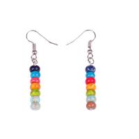 Impression Jasper Drop Earring, with Zinc Alloy, silver color plated, for woman, mixed colors, 53mm 