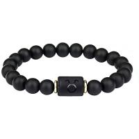 Abrazine Stone Bracelet, with Zinc Alloy, 12 Signs of the Zodiac, gold color plated, Unisex black, 8mm .5 Inch 