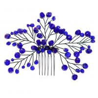 Peignes décoratifs, fer, avec fil en laiton & cristal, pistolet noir plaqué, cadeau de mariage & pour femme, bleu Vendu par PC