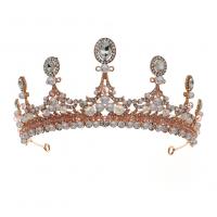 Bridal Tiaras, Zinc Alloy, with Plastic Pearl, plated, wedding gift & for woman & with rhinestone 