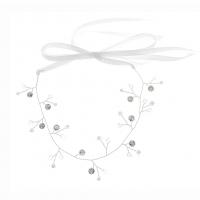 Headband, Organza, with brass wire & Crystal & Plastic Pearl, silver color plated, wedding gift & for woman, silver color 