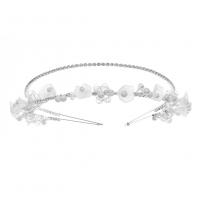 Hair Bands, Zinc Alloy, with Plastic Pearl & Acrylic, silver color plated, for woman & with rhinestone, silver color 