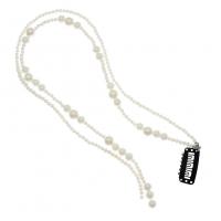 Ruban bijoux, perle de plastique, avec alliage de zinc, Placage, Double couche & pour femme, blanc .72 pouce, Vendu par PC