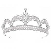 Bridal Tiaras, Zinc Alloy, with Plastic Pearl, silver color plated, wedding gift & for woman & with rhinestone, silver color 
