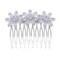 Decorative Hair Combs, Iron, with Cubic Zirconia, plated & for woman 