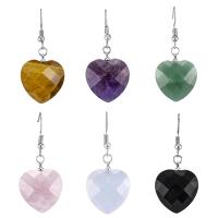 Gemstone Drop Earring, with Zinc Alloy, Heart, polished, fashion jewelry & for woman 