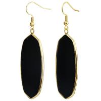 Gemstone Drop Earring, with Zinc Alloy & for woman, golden, 49*23mm,60mm 