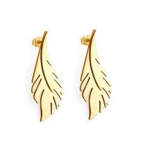 Stainless Steel Stud Earring, 304 Stainless Steel, Leaf, gold color plated, fashion jewelry & for woman, golden 