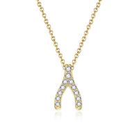 Sterling Silver Jewelry Necklace, 925 Sterling Silver, with 1.96 inch extender chain, plated, for woman & with rhinestone Approx 14.17 Inch 