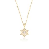 Cubic Zircon Micro Pave Sterling Silver Necklace, 925 Sterling Silver, Snowflake, plated, micro pave cubic zirconia & for woman 13.3mm Approx 15.74 Inch 
