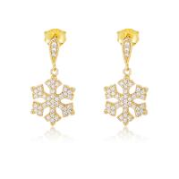 Sterling Silver Drop Earring, 925 Sterling Silver, Snowflake, plated, micro pave cubic zirconia & for woman 19.9mm 
