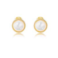 Sterling Silver Stud Earring, 925 Sterling Silver, with Shell, plated, for woman 