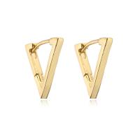 Brass Huggie Hoop Earring, Triangle, 18K gold plated, for woman 