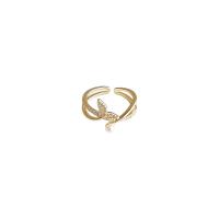 Палец кольцо-латунь, Латунь, с Пластиковая жемчужина, плакирован золотом, ювелирные изделия моды & Женский продается PC