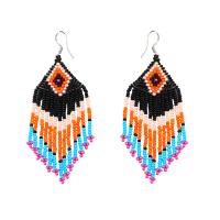 Fashion Fringe Earrings, Zinc Alloy, with Seedbead, platinum color plated, fashion jewelry & for woman 