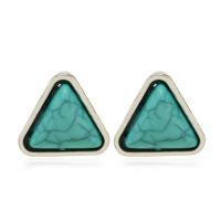 Turquoise Zinc Alloy Earring, with turquoise, Triangle, antique silver color plated, fashion jewelry & for woman 