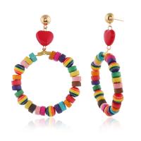 Boucle d'oreille en alliage de zinc en plastique perle, avec plastique, bijoux de mode & pour femme, multicolore Vendu par paire