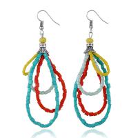 Glass Seed Beads Earring, Zinc Alloy, with Seedbead & Resin, platinum color plated, fashion jewelry & for woman, multi-colored 