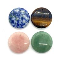 Gemstone ювелирные изделия Кулон, Полудрагоценный камень, Круглая, естественный & DIY, Много цветов для выбора, 30mm, продается PC