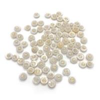 Perles en coquille naturel, coquille d'eau douce, avec fer, Plat rond, Placage de couleur d'or, DIY, blanc, 8mm, Vendu par PC
