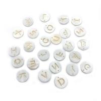 Natural Freshwater Shell Pendants, Flat Round, Unisex & hollow, white, 12mm 