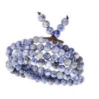 108 Perlen Mala, Blauer Speckle-Stein, rund, mehrschichtig & unisex, blau, 6mm, Länge:ca. 25.6 ZollInch, 108PCs/Strang, verkauft von Strang