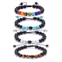 Gemstone Bracelets, with Polyester Cord & Resin, Round, Unisex & adjustable 8mm .5 Inch 