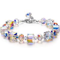Zinc Alloy Crystal Bracelets, with Zinc Alloy, with 1.69 extender chain, silver color plated, Unisex .69 Inch 