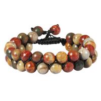 Gemstone Woven Ball Bracelets, with Knot Cord, handmade, Double Layer & for woman, 8mm Approx 7.09-11.24 Inch, Approx 