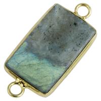 Gemstone Connector, with Zinc Alloy, Rectangle & Unisex, golden 
