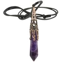 Gemstone Necklaces, with Wax Cord & Zinc Alloy & Unisex Approx 3mm Approx 18.11-31.5 Inch 