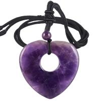 Gemstone Necklaces, with Nylon Cord, Heart & Unisex & hollow Approx 16.54-17.32 Inch 