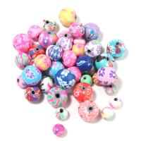 Round Polymer Clay Beads, brushwork, DIY mixed colors, 6-12mm 
