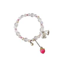 Lampwork Bracelets, with Seedbead & Crystal & Zinc Alloy, Flower Bud, silver color plated, fashion jewelry & for woman cm 