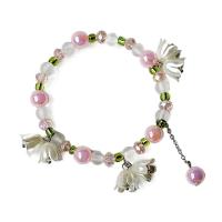Zinc Alloy Crystal Bracelets, with Seedbead & Lampwork & Zinc Alloy, Flower, silver color plated, fashion jewelry & for woman cm 