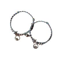 Nylon Cord Bracelets, with Magnet & Zinc Alloy, antique silver color plated, 2 pieces & Adjustable & fashion jewelry & for couple, mixed colors cm 