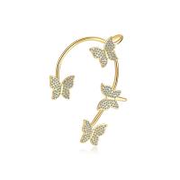 Earring Cuff and Wraps, Brass, Butterfly, plated, fashion jewelry & micro pave cubic zirconia & for woman 