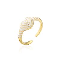 Brass Cuff Finger Ring, gold color plated, Adjustable & for woman & enamel 18mm 