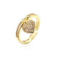 Cubic Zirconia Micro Pave Brass Finger Ring, gold color plated, Adjustable & micro pave cubic zirconia & for woman, 18mm 