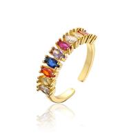 Cubic Zirconia Micro Pave Brass Finger Ring, gold color plated, Adjustable & micro pave cubic zirconia & for woman, multi-colored, 18mm 