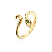 Brass Cuff Finger Ring, Snake, gold color plated, Adjustable & micro pave cubic zirconia & for woman, 18mm 