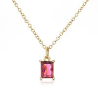 Brass Cubic Zirconia Necklace, gold color plated, micro pave cubic zirconia & for woman Approx 17.7 Inch 