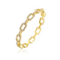 Brass Bangle, gold color plated & micro pave cubic zirconia & for woman 