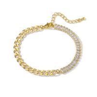 Cúbicos Circonia pulsera Latón de Micro pavimenta, metal, chapado en color dorado, diferentes estilos para la opción & micro arcilla de zirconia cúbica & para mujer, Vendido por UD