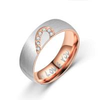 Titanium Steel Finger Ring, plated & with rhinestone 