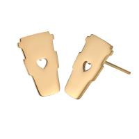 Stainless Steel Stud Earring, 304 Stainless Steel, Vacuum Ion Plating & for woman & hollow, 6.5-15mm 