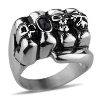 Titanium Steel Finger Ring, polished, fashion jewelry & for man & with rhinestone, original color, 2.6cm 