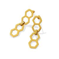Titanium Steel Drop Earring, Polygon, Vacuum Ion Plating, for woman & hollow 