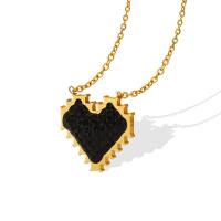 Titanium Steel Jewelry Necklace, with 5cm extender chain, Heart, Vacuum Ion Plating, for woman & with rhinestone 15mm Approx 40 cm 